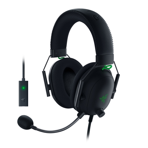 

Razer BlackShark V2 THX Spatial Audio 3.5mm Audio + USB Sound Card Passive Noise Reduction Gaming Headphone, Cable Length: 1.8m (Black)