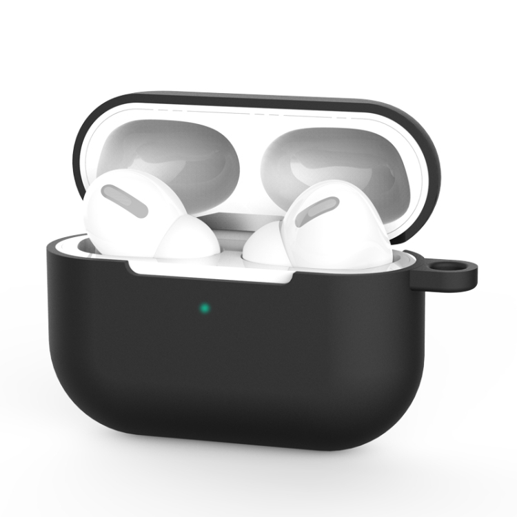 

For AirPods Pro 3 Silicone Wireless Earphone Protective Case Cover with Lanyard Hole(Black)