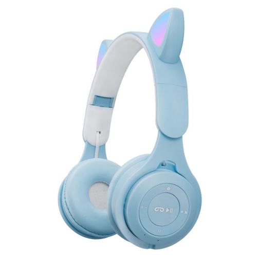 

M6 Luminous Cat Ears Two-color Foldable Bluetooth Headset with 3.5mm Jack & TF Card Slot(Blue)