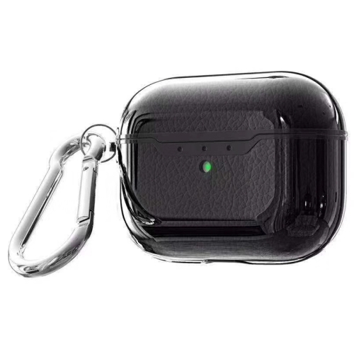 

For AirPods Pro Leather Texture Plating Wireless Earphone Protective Case (Black)