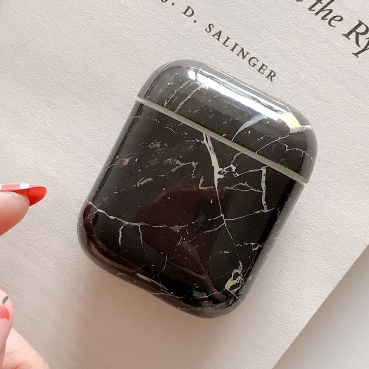 

Marble Pattern Shockproof TPU Protective Case for Apple AirPods 1/2 (Black)