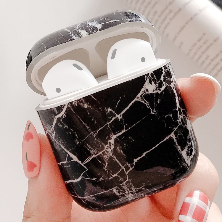 

Marble Pattern Shockproof TPU Protective Case for Apple AirPods 1/2(Black)