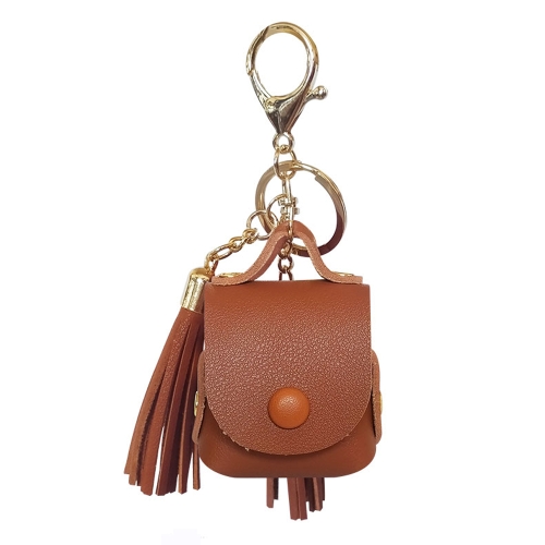 

Leather Tassels Earphones Shockproof Protective Case for Apple AirPods 1/2 (Brown)