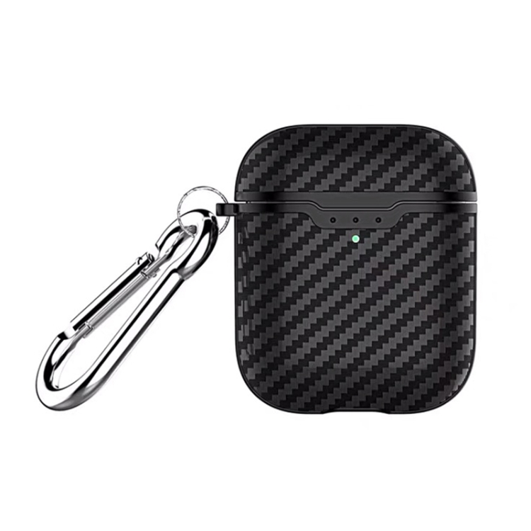

Carbon Fiber TPU Earphones Wireless Edition Shockproof Protective Case for Apple AirPods 1/2(Black)