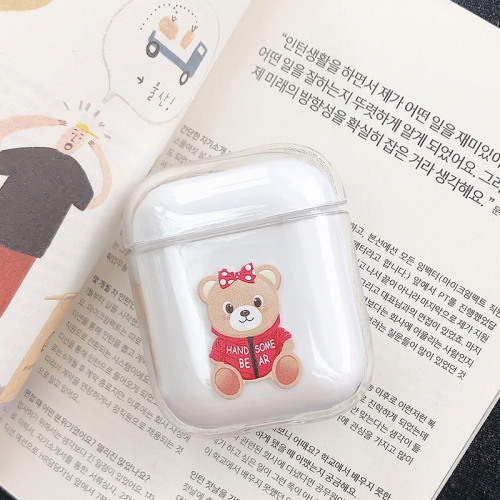 

Bow Bear Pattern Shockproof Coloured Drawing PC Protective Case for Apple AirPods 1/2
