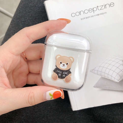 

Handsome Bear Pattern Shockproof Coloured Drawing PC Protective Case for Apple AirPods 1/2