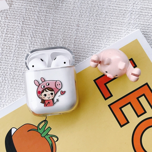 

Piggy Girl Pattern Shockproof Coloured Drawing PC Protective Case for Apple AirPods