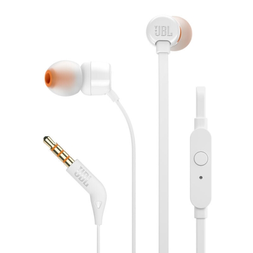

JBL T110 3.5mm Plug Wired Stereo One-button Wire-controlled In-ear Earphone with Microphone, Supports HD Calls, Cable Length: 1.2m (White)