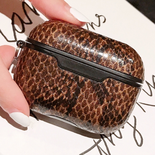 

For Apple AirPods Pro Snake Skin Pattern Earphone Protective Case (Brown)