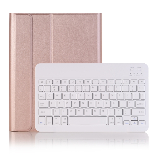 

A09B Bluetooth 3.0 Ultra-thin ABS Detachable Bluetooth Keyboard Leather Case for iPad Air / Pro 10.5 inch (2019), with Pen Slot & Holder (Rose Gold)