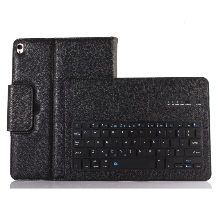 

IP09 Bluetooth 3.0 Litchi Texture ABS Detachable Bluetooth Keyboard Leather Case for iPad Air / Pro 10.5 inch (2019), with Holder (Black)