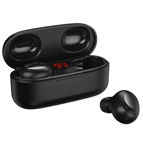 

WK V5 TWS 9D Stereo Sound Effects Bluetooth 5.0 Touch Wireless Bluetooth Earphone with LED Power Display & Charging Box, Support Calls (Black)