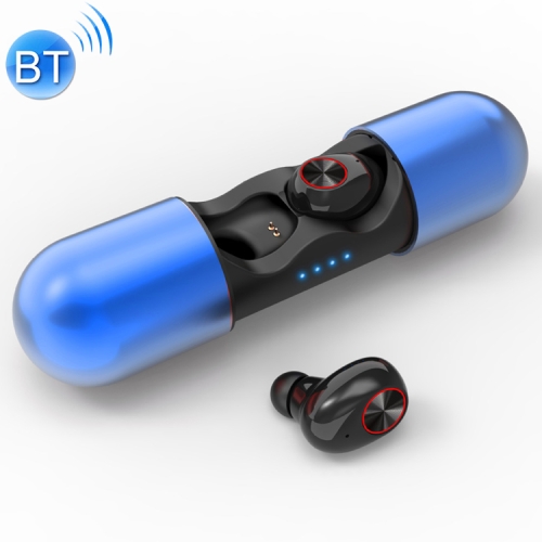 

V8 Stereo Ergonomic Design Binaural Bluetooth 5.0 Earphone with Charging Box (Blue)