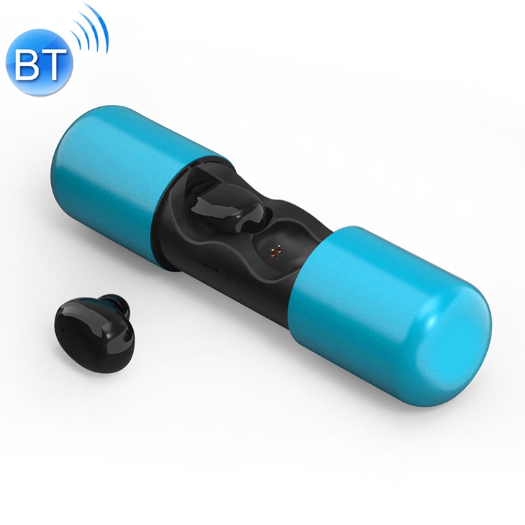 

V9 Stereo Ergonomic Design Binaural Bluetooth 5.0 Earphone with Charging Box (Blue)