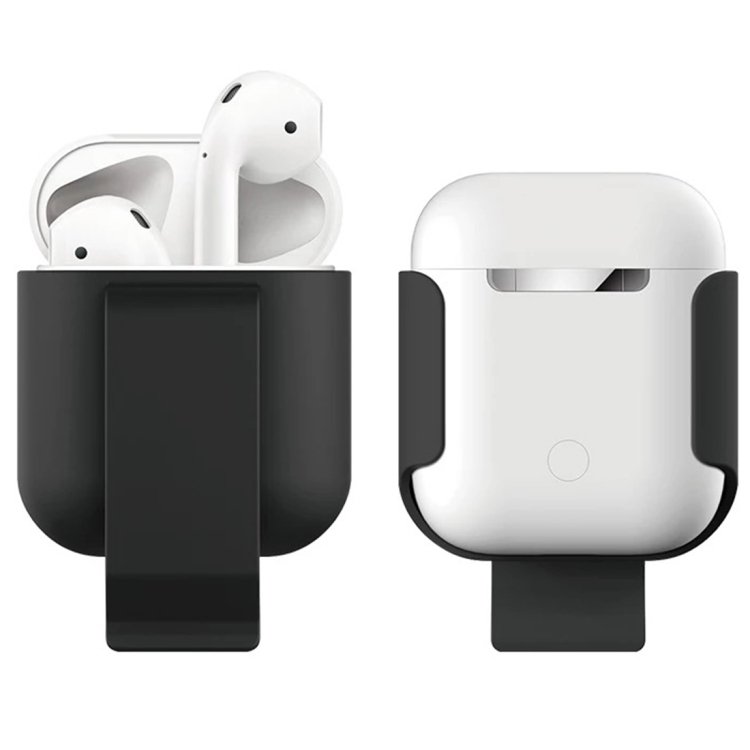 

Bluetooth Earphone Waist Clip Waist Protector Bracket Silicone Protective Cover for Airpods (Black)
