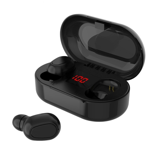 

L22 9D Sound Effect Bluetooth 5.0 Wireless Bluetooth Earphone with Charging Box & Digital Display, Support for HD Calls (Black)