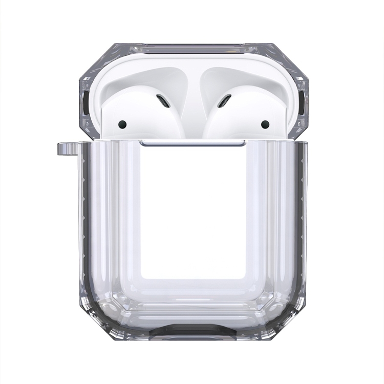 

Wireless Earphones Charging Box Transparent TPU Protective Case for Apple AirPods 1 / 2(Black)