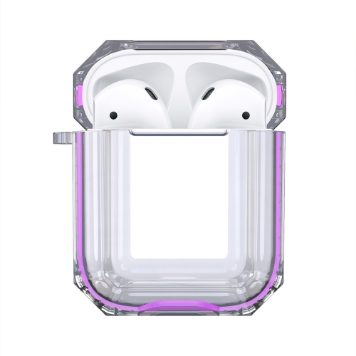 

Wireless Earphones Charging Box Transparent TPU Protective Case for Apple AirPods 1 / 2(Light Purple)