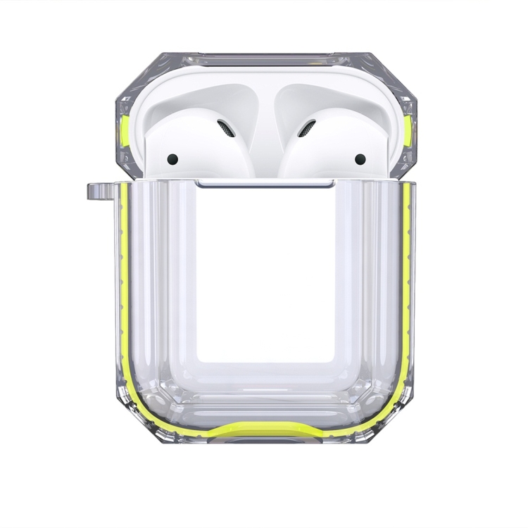 

Wireless Earphones Charging Box Transparent TPU Protective Case for Apple AirPods 1 / 2(Yellow)