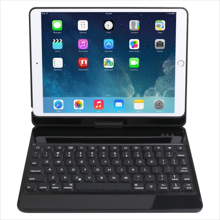

K766 For iPad 10.2/iPad Air 3 10.5/iPad Pro 10.5 360-degree Rotating Seven-color Backlit Bluetooth Keyboard Leather Case (Black)