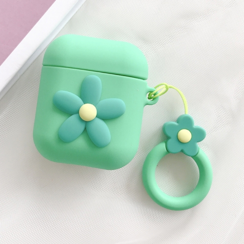 

Wireless Earphones Shockproof Little Flower Silicone Protective Case for Apple AirPods 1 / 2(Green)