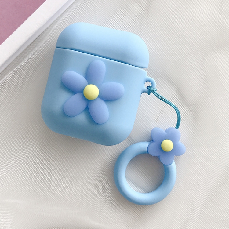

Wireless Earphones Shockproof Little Flower Silicone Protective Case for Apple AirPods 1 / 2(Blue)