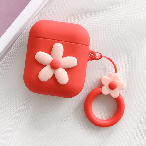 

Wireless Earphones Shockproof Little Flower Silicone Protective Case for Apple AirPods 1 / 2(Red)