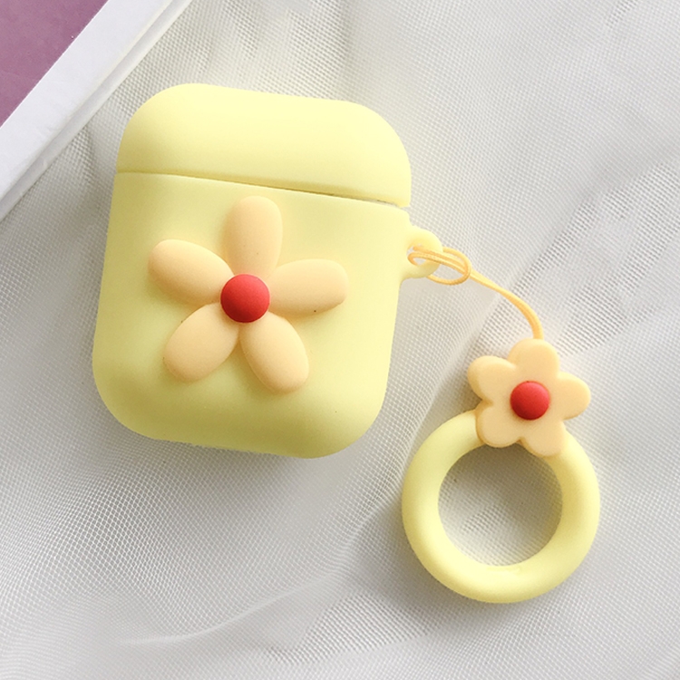 

Wireless Earphones Shockproof Little Flower Silicone Protective Case for Apple AirPods 1 / 2(Yellow)