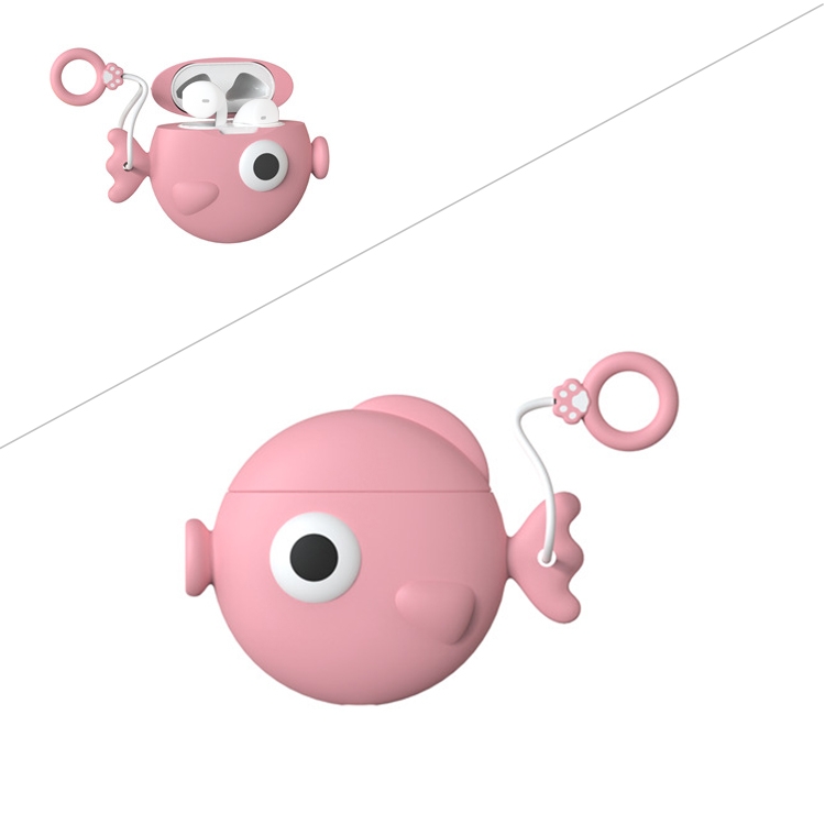 

Wireless Earphones Shockproof Cute Fish Silicone Protective Case for Apple AirPods 1 / 2 (Pink)
