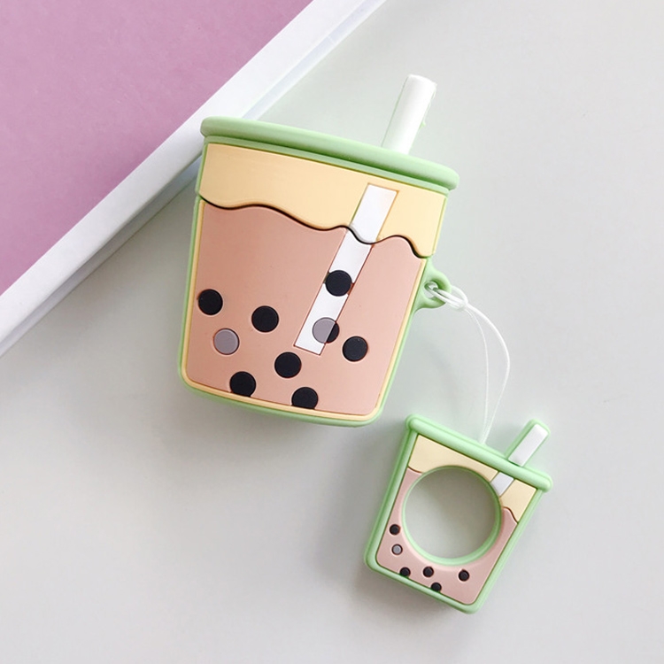 

Wireless Earphones Shockproof Pearl Milk Tea Silicone Protective Case for Apple AirPods 1 / 2(Green)