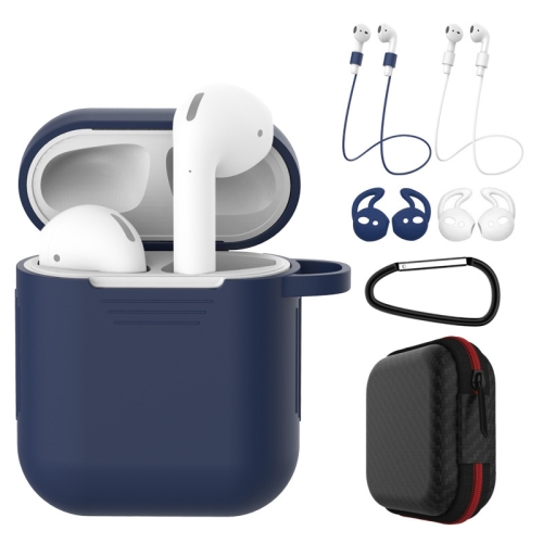 

7 PCS Wireless Earphones Shockproof Silicone Protective Case for Apple AirPods 1 / 2(White Blue)