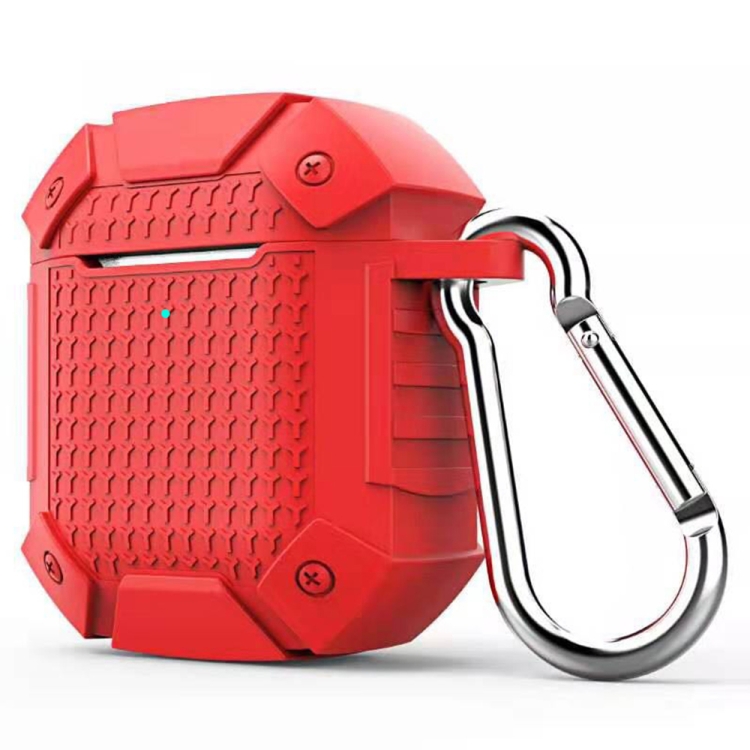 

Wireless Earphones Shockproof Armor Silicone Protective Case for Apple AirPods 1 / 2, Wireless Version(Red)