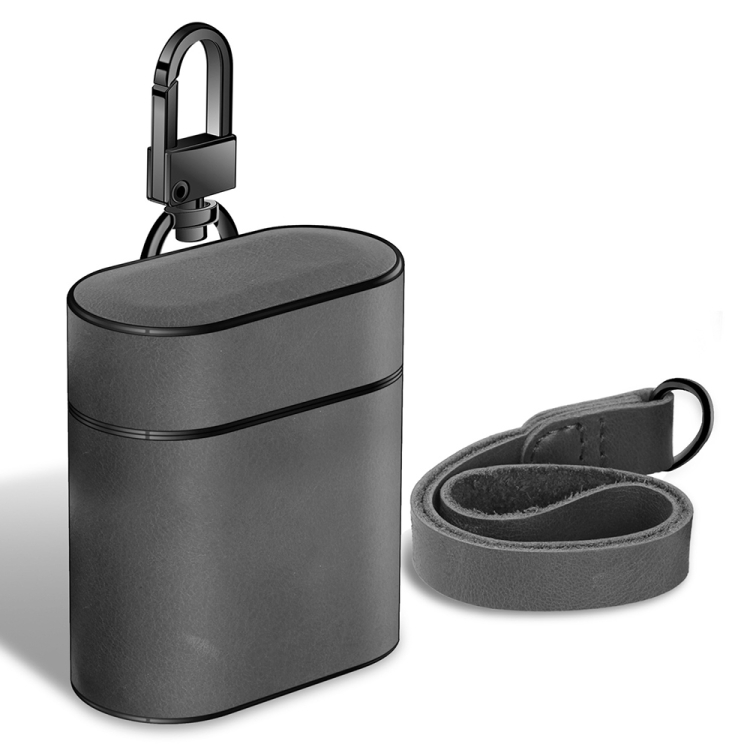 

Wireless Earphones Shockproof Genuine Leather Protective Case for Apple AirPods 1 / 2(Grey)