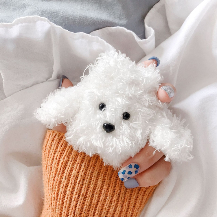 

Teddy Dog Plush Knitted Cute Cartoon Protective Case for Apple AirPods 1/2 (White)