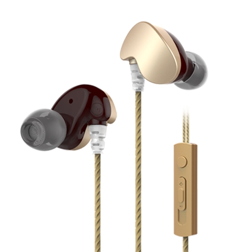 

KIVEE KV-MT09 1.2m Wired In Ear 3.5mm Interface Mega Bass Sport Earphones with Mic (Gold)