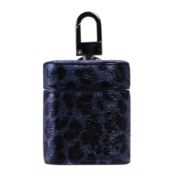 

Leopard Print Pattern Wireless Earphones Charging Box Protective Case for Apple AirPods 1/2 (Black Blue)