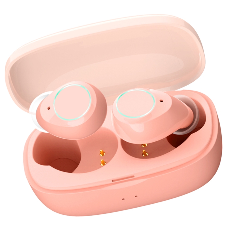 

HAMTOD K2 TWS IPX5 Waterproof Bluetooth 5.0 Invisible Bluetooth Earphone with Charging Case, Support for Calls(Pink)
