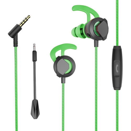 

G1 1.2m Wired In Ear 3.5mm Interface Stereo Earphones Video Game Mobile Game Headset With Mic, Deluxe Version Packaging (Green)