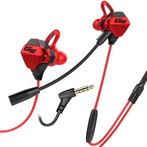 

G10 1.2m Wired In Ear 3.5mm Interface Stereo Wire-Controlled HIFI Earphones Video Game Mobile Game Headset With Mic Deluxe Edition (Red)