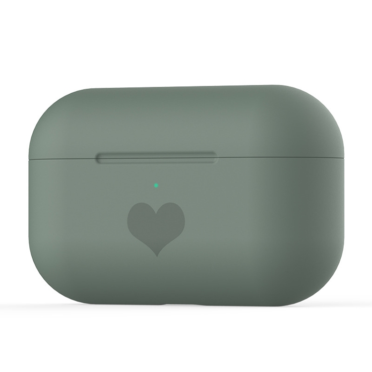

For AirPods Pro Love-heart Pattern Silicone Earphone Protective Case(Dark Green)