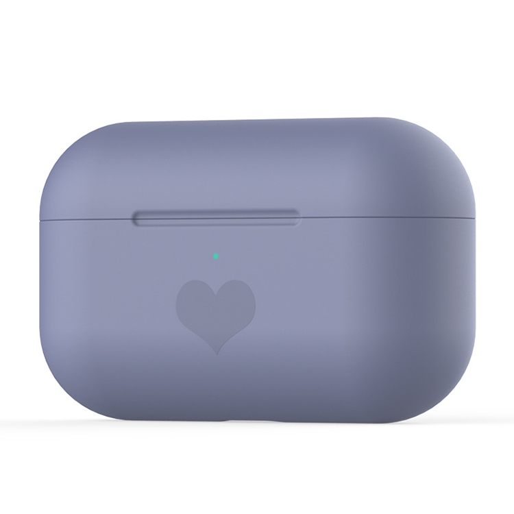 

For AirPods Pro Love-heart Pattern Silicone Earphone Protective Case(Purple)