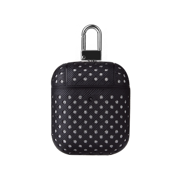 

Ball Dot Flashing PU Leather + PC Wireless Bluetooth Earphone Protective Case for Apple AirPods 1 / 2, with Metal Buckle(Black)