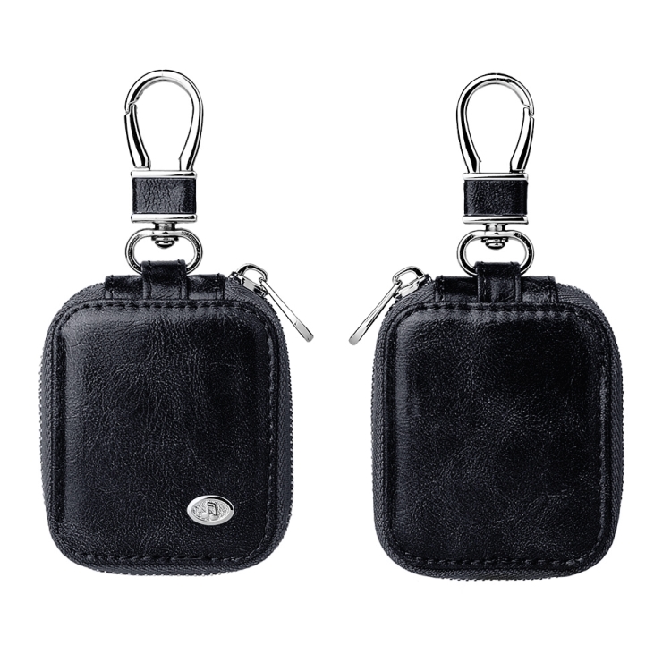 

Business Casual Style Zipper PU Leather Wireless Bluetooth Earphone Protective Case for Apple AirPods 1 / 2, with Metal Buckle (Black)