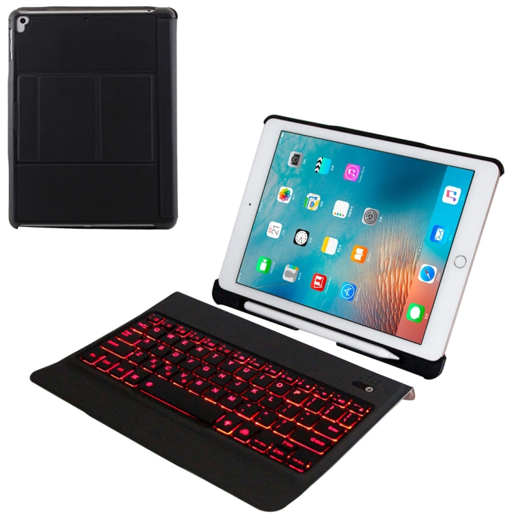 

T-201D Detachable Bluetooth 3.0 Ultra-thin Keyboard + Lambskin Texture Leather Case for iPad Air / Air 2 / iPad Pro 9.7 inch, Support Multi-angle Adjustment / Backlight (Black)