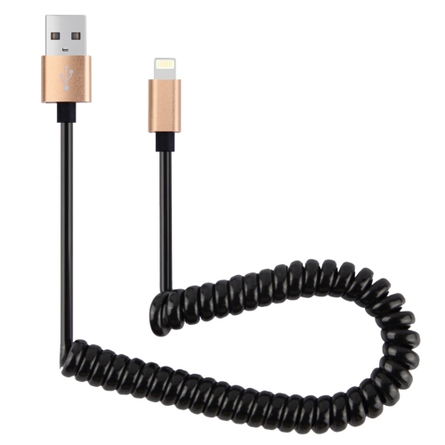 

30cm to 100cm High Speed 8 Pin to USB 2.0 Flexible Elastic Spring Coiled Cable USB Data Sync Charging Cable, For iPhone XR / iPhone XS MAX / iPhone X & XS / iPhone 8 & 8 Plus / iPhone 7 & 7 Plus / iPhone 6 & 6s & 6 Plus & 6s Plus / iPad(Gold)