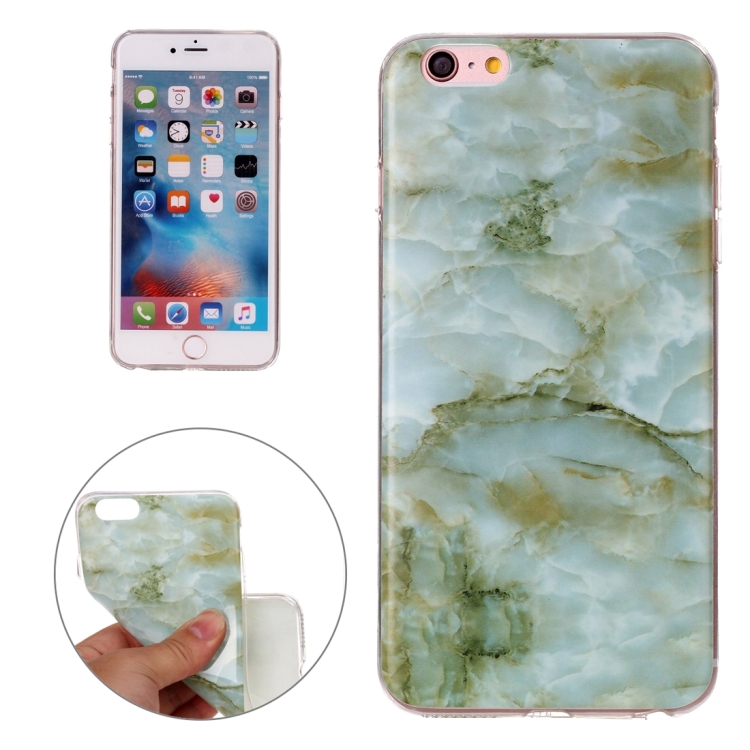

For iPhone 6 & 6s Green Marbling Pattern Soft TPU Protective Back Cover Case
