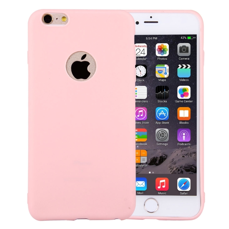 

For iPhone 6 & 6s Solid Color TPU Protective Case with Round Hole(Pink)