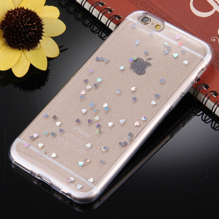 

For iPhone 6 & 6s Glitter Powder Transparent Soft TPU Protective Back Cover Case