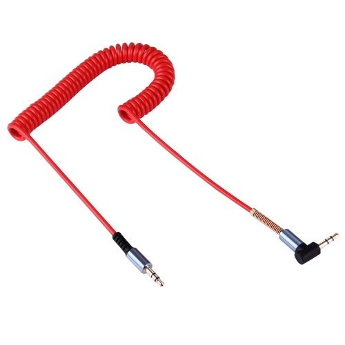 

3.5mm Jack Male to Male Plug Stereo Audio AUX Retractable Coiled Cable with Metal Spring for iPhone, iPad, Samsung, MP3, MP4, Sound Card, TV, Radio-recorder, etc.Coiled Cable Stretches to 1.6m(Red)