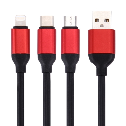 

1.2m 2A 3 in 1 Type C & 8 Pin & Micro USB to USB 2.0 Charger Cable, For iPhone, iPad, Samsung, HTC, LG, Sony, Huawei, Lenovo, Xiaomi, Google, OnePlus and other Smartphones(Black)